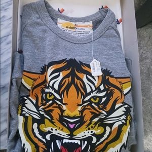 Aviator Nation Grey Tiger Sweater Size XL